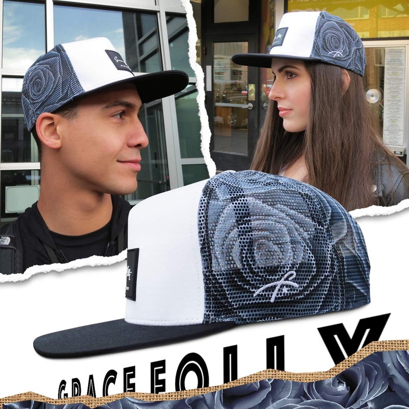 Grace Folly Trucker Hat for Men & Women. Snapback Mesh Caps (US, Alpha, One Size, One Size, Rose- Gray) - Image 3